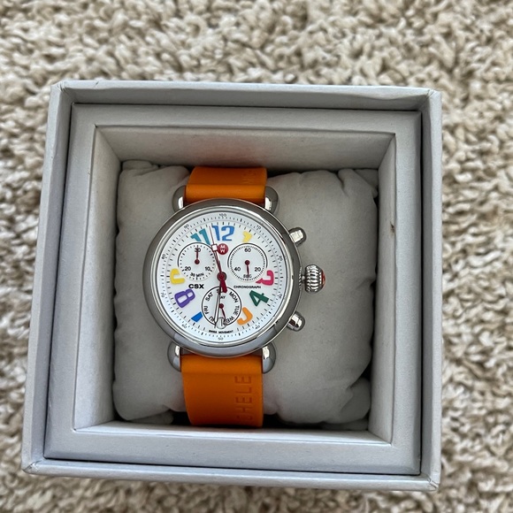 Michele Watch with Orange Strap and Colorful Dial - Picture 9 of 9